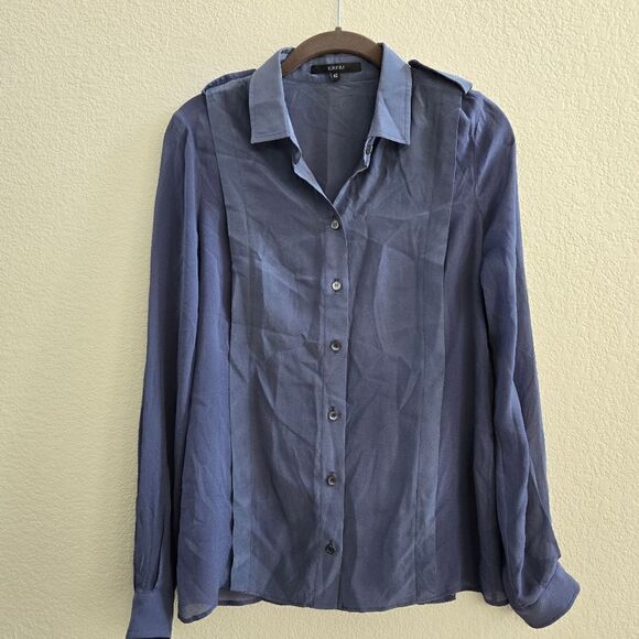 GUCCI Blue Silk Blouse Shirt Top size 42 6 - Picture 1 of 11